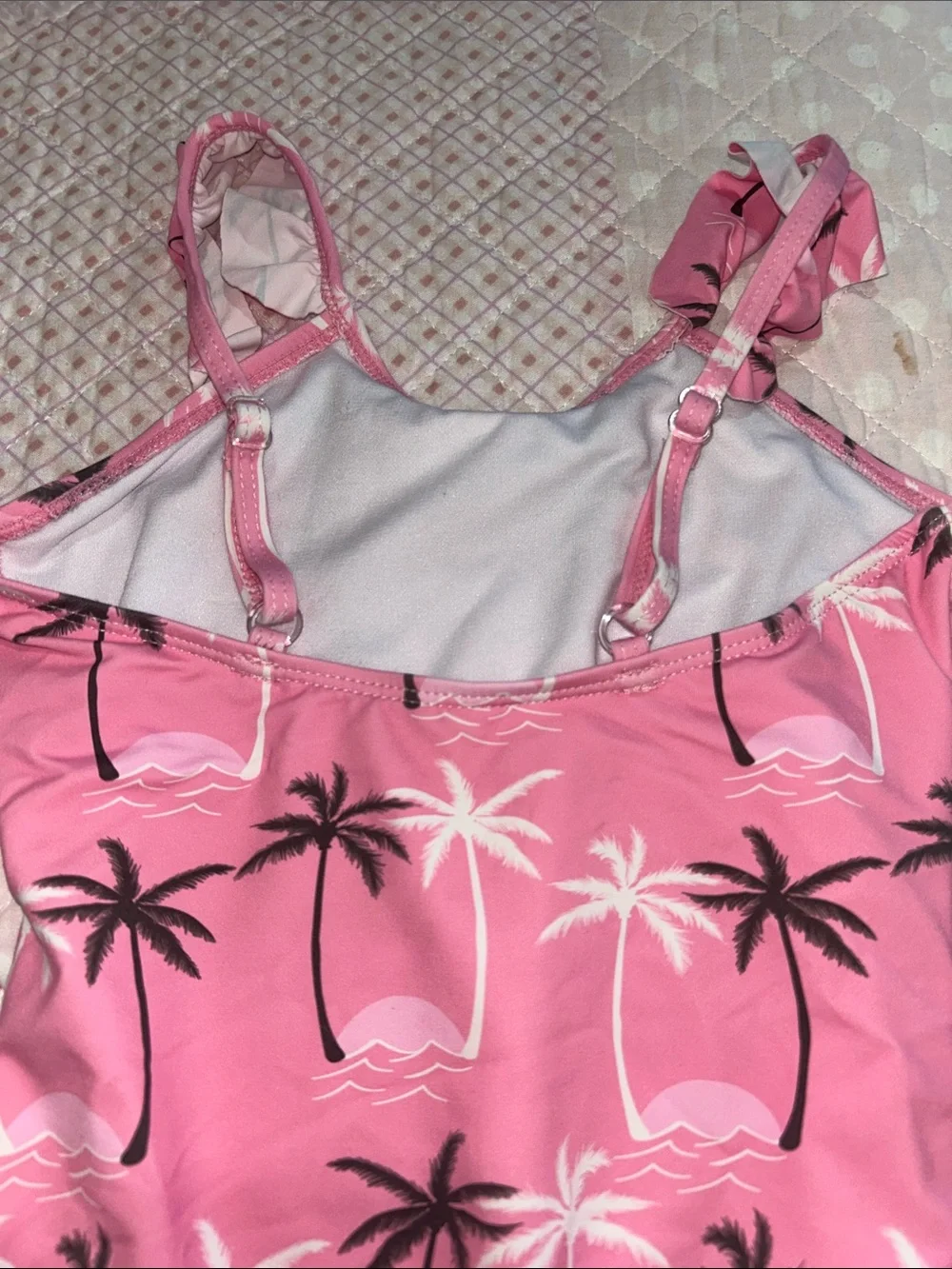 NWOT SNAPPER ROCK Pink Palm Tree One-Piece Swimsuit size 6 (5-6 years)